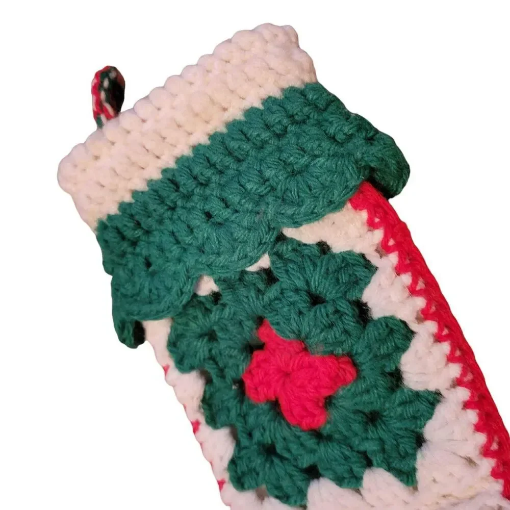 Vintage Hand Crocheted Christmas Stocking